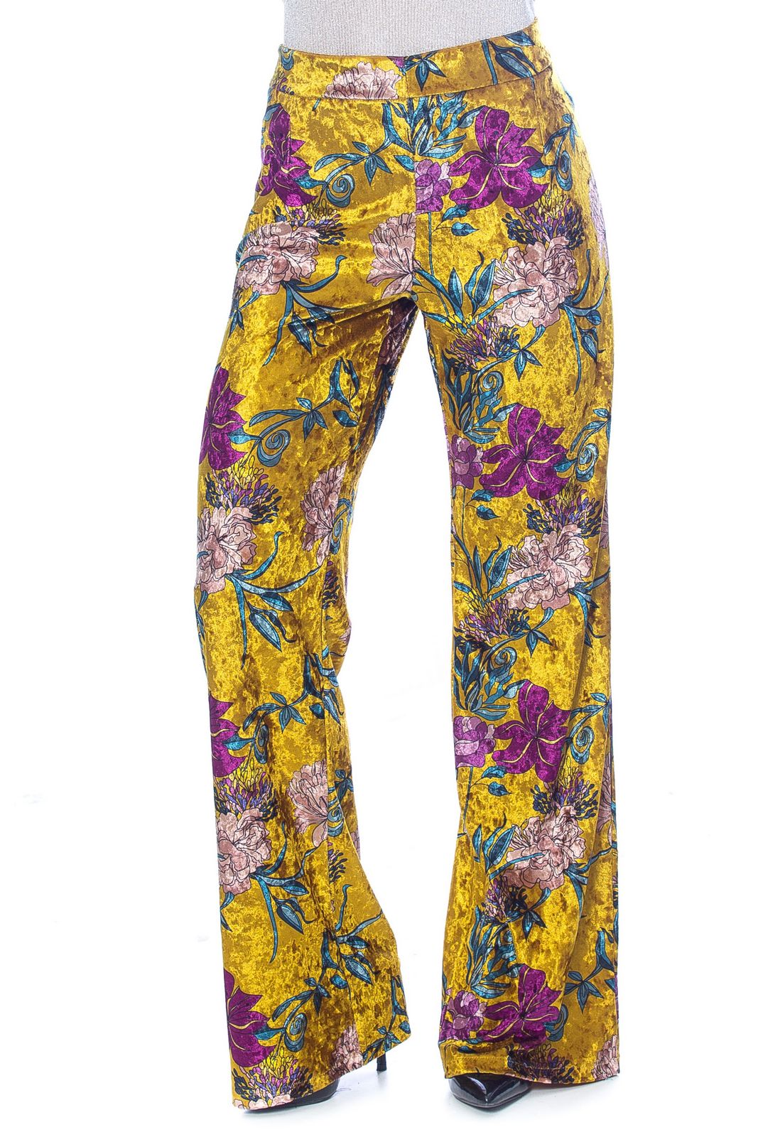 Pantalone velluto - ORO/FUXIA